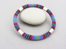 Bangle Bracelet, Black and Jeweltones