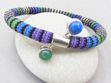 Bangle Bracelet with Green Adventurine and Denim Lapis