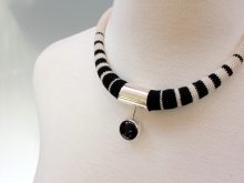 Black & white center cylinder necklace Black & white center cylinder necklace